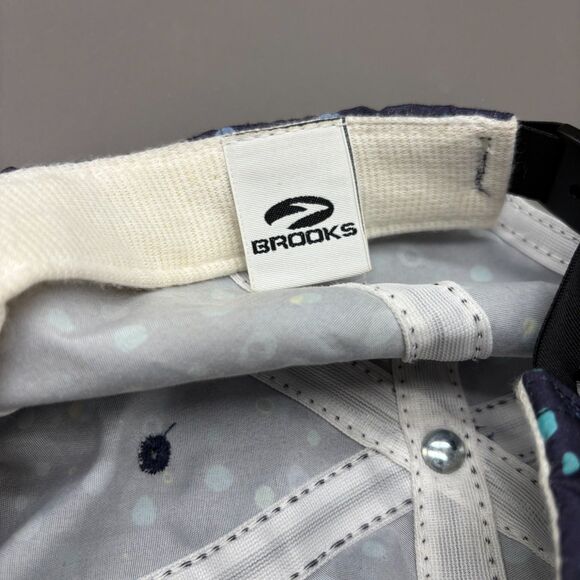 Brooks Women’s Running Hat Navy Multicolor Dot Print Adjustable Strapback Cap - Picture 7 of 8